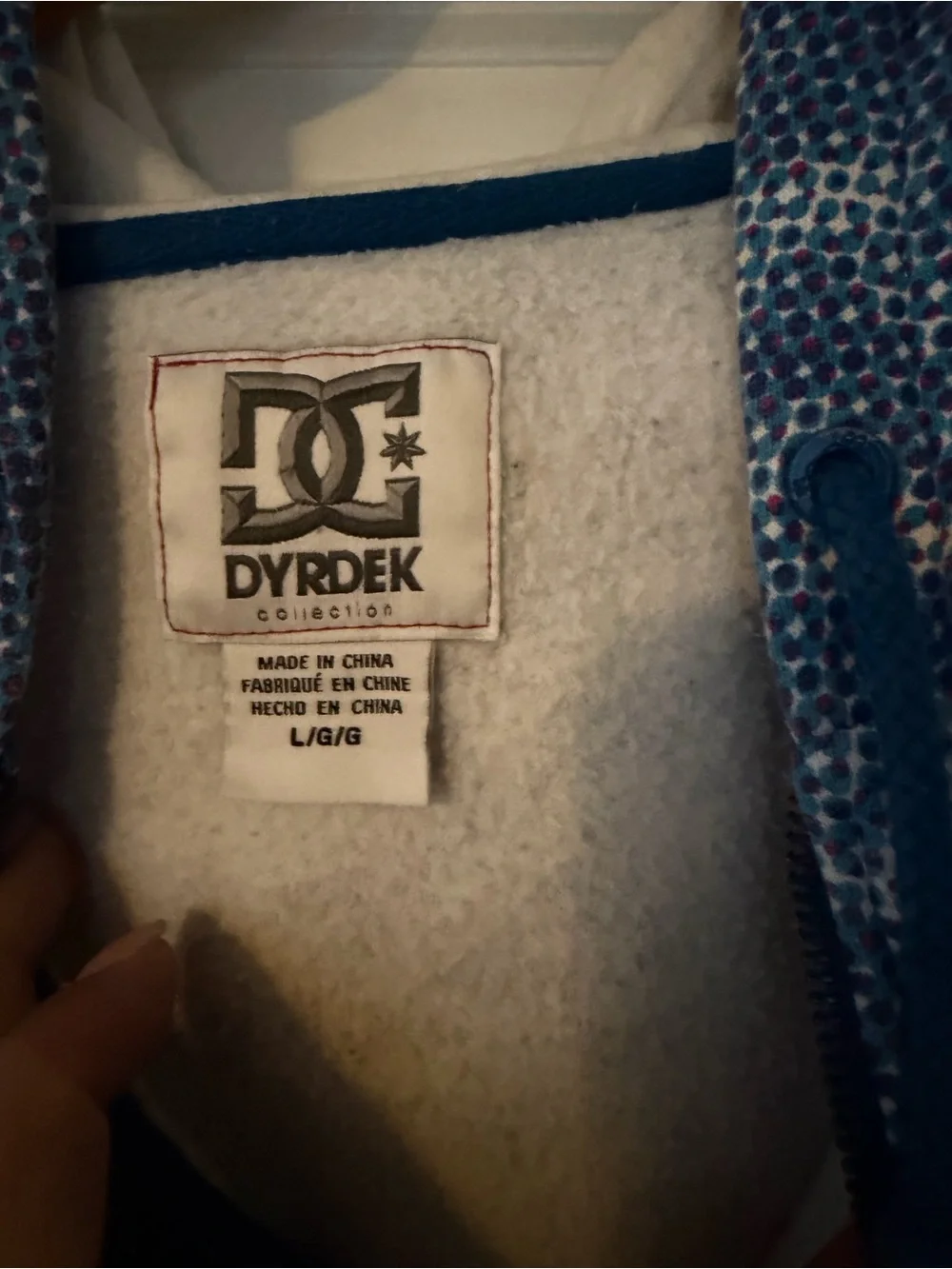 DC Blue and White Zip-Up Hoodie Sweater